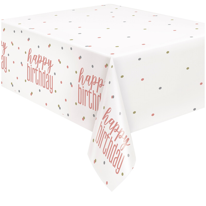 Unique Plastic Table Cover, Glitz Rose Gold, 1.37 x 2.13m
