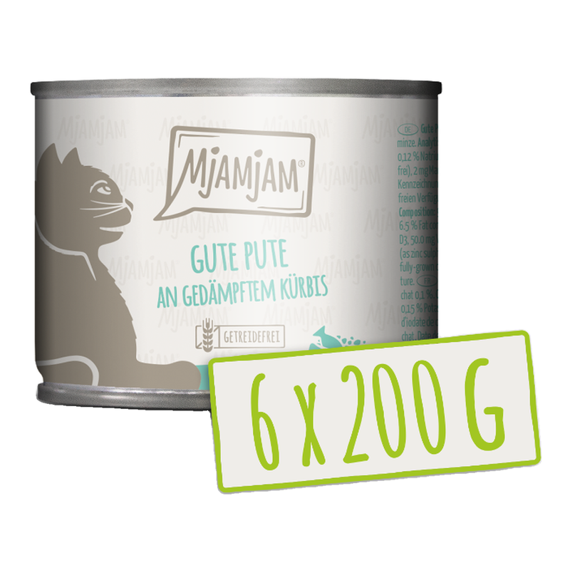 MjAMjAM - Goede kalkoen met gestoomde pompoen en kattenkruid 200g*6