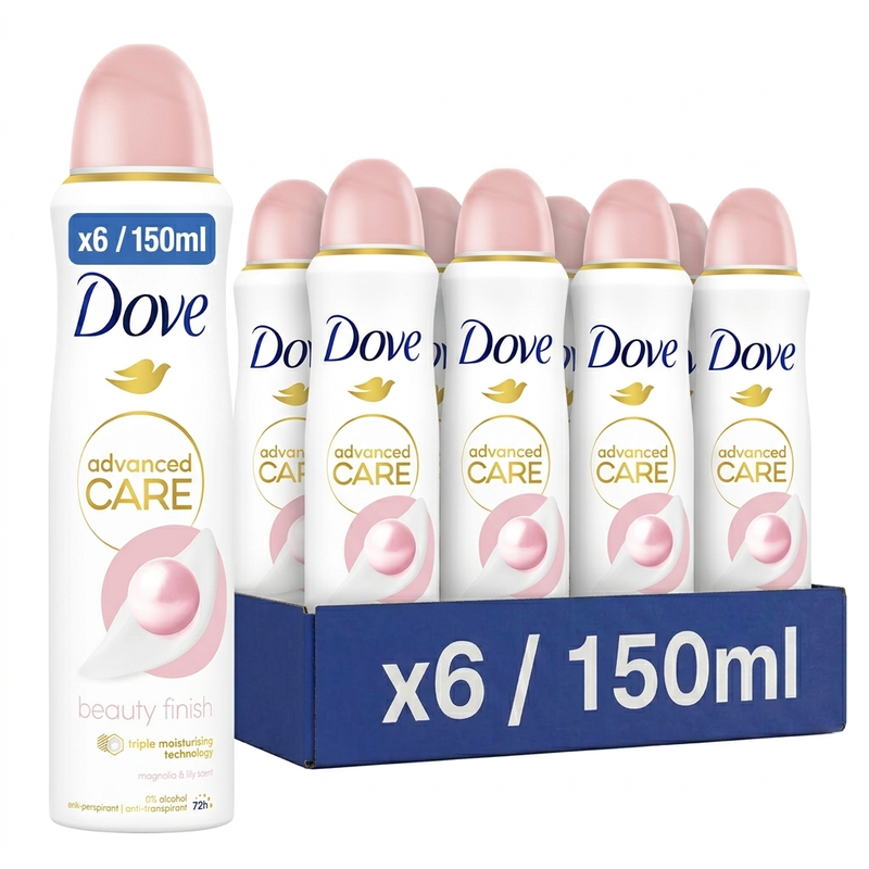 Dove Advanced Care Deodorant Spray Beauty Finish - 150 ml (6-Pack)