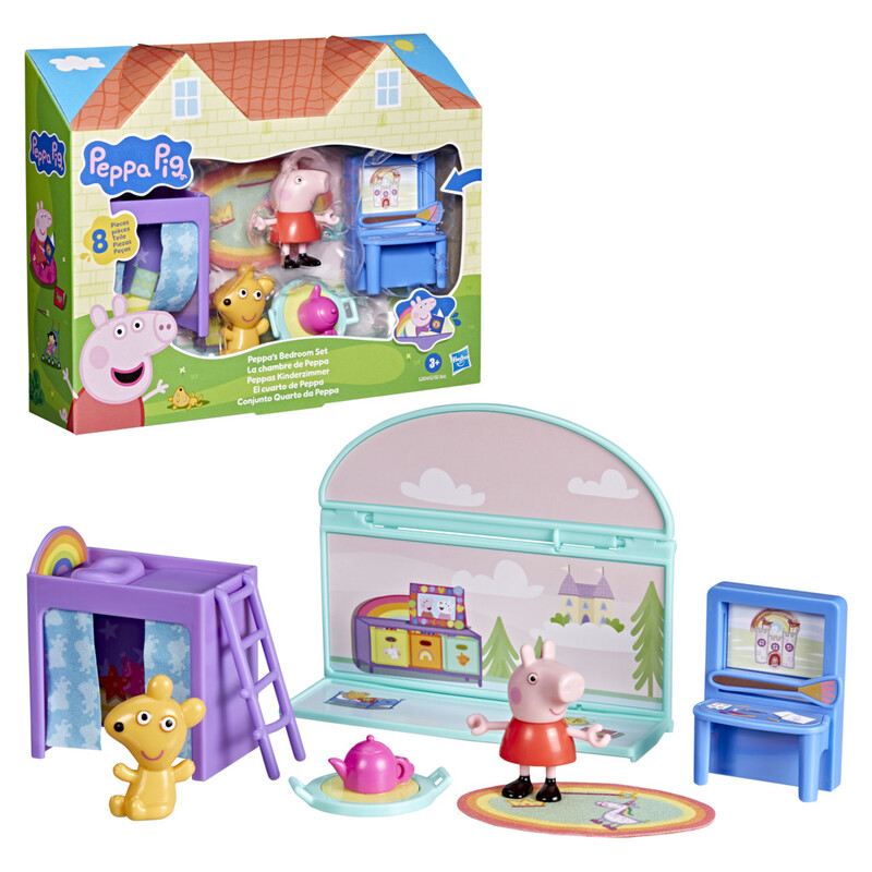 Peppa Pig Peppa's Bedroom Playset | Official PreSchool Figures Playset for Toddlers and Kids RolePlay Fun