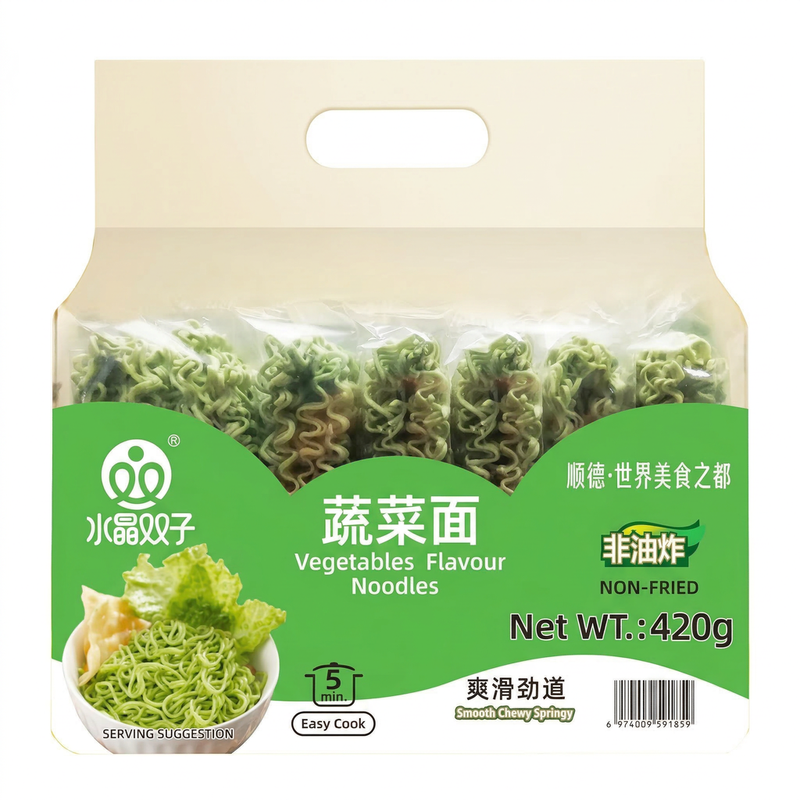 Shuangzi Shuijing Vegetable Flavour Noodles 420G