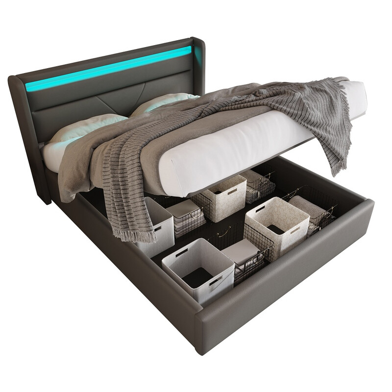 URBAN MEULE LED Collectie Gestoffeerd Hydraulisch Opbergbed 160×200 cm