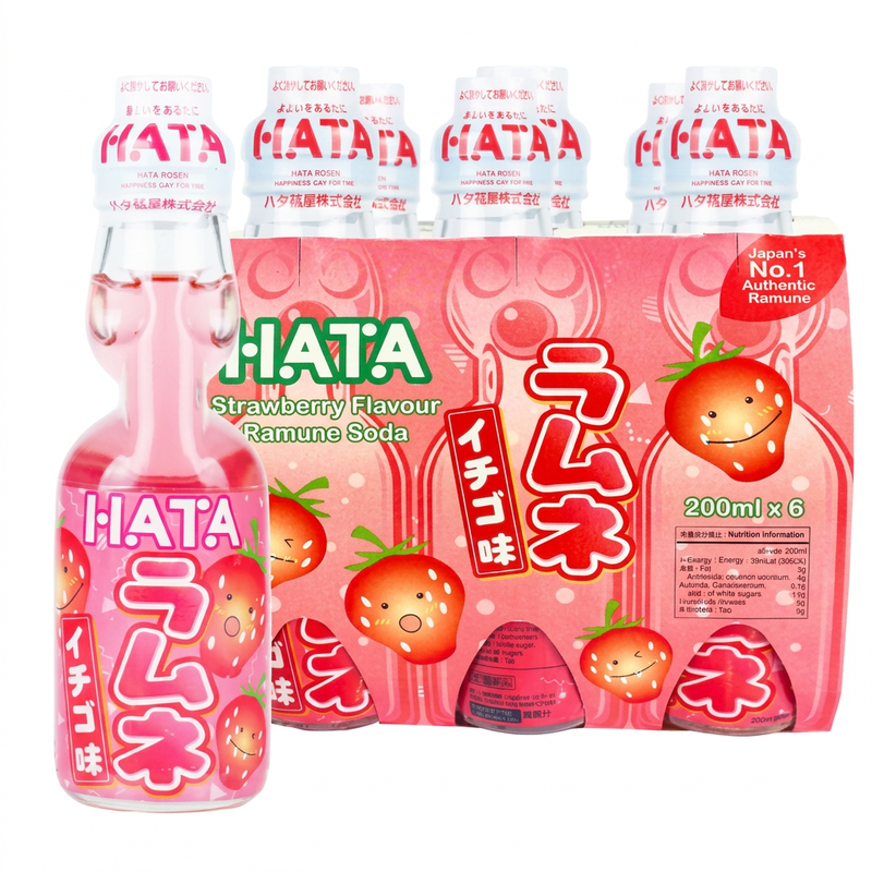 Hata Kosen Ramune Strawberry 200ml x 6