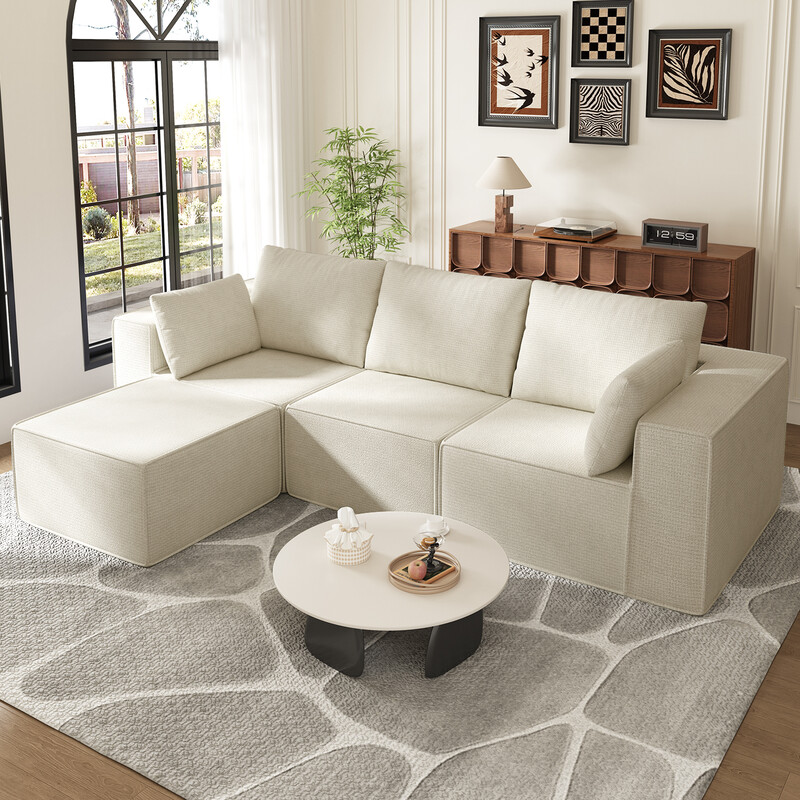 GTIMEX Ecksofa Schlafsofa mit Schlaffunktion weiß