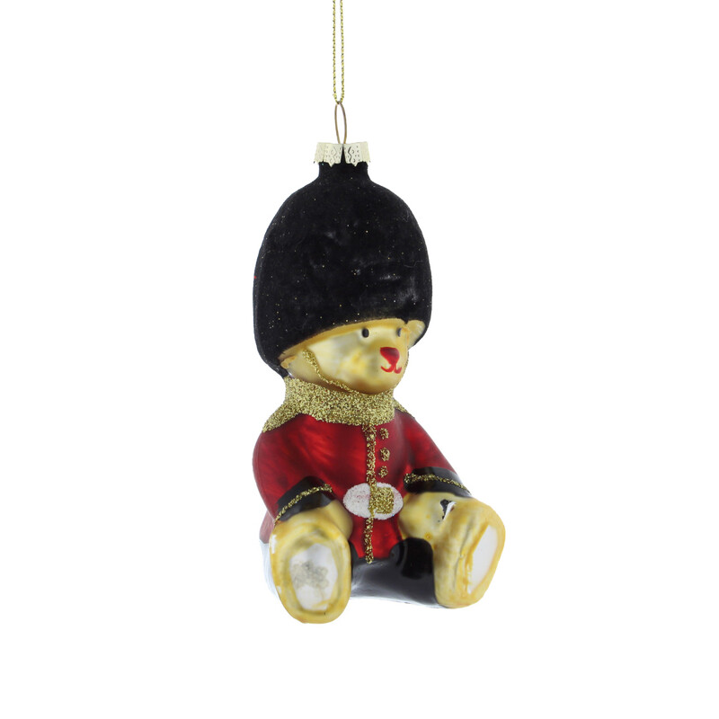 Festive Christmas 10Cm Glass London Beefeater Bear Ornament for Holiday Home Decor and Seasonal Party