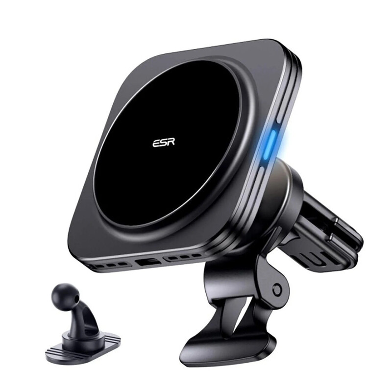 ESR Halolock Magnetischer QI2 Autotelefonhalter mit MagSafe 15W Induktivlader für Lüftungsschlitze - Schwarz