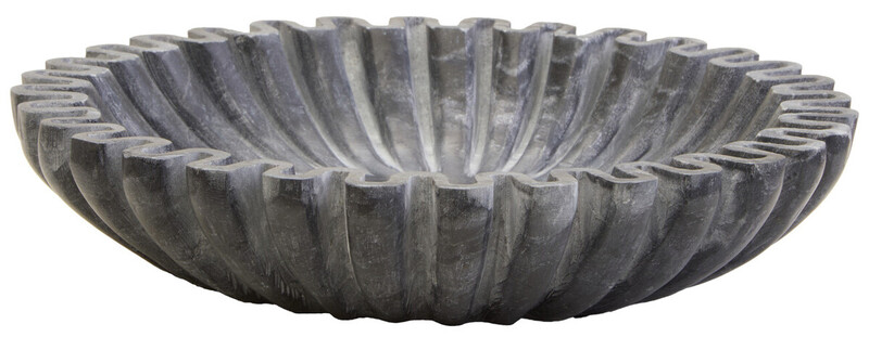 Decorative Bowl Savio Fluted Marble Grey Small