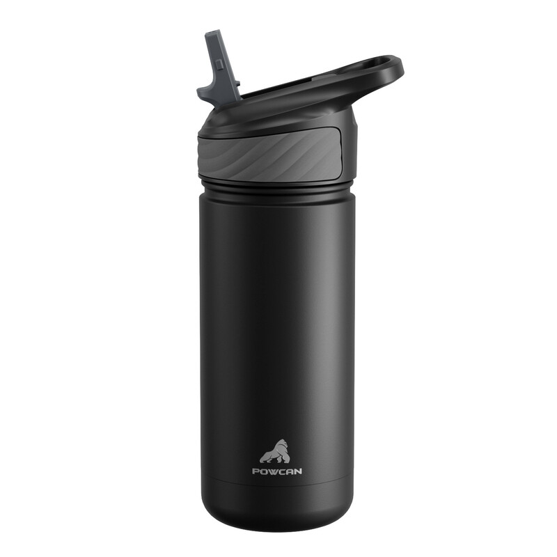 by Meoky 18oz Single Spout Straw Sports Bottle -Black