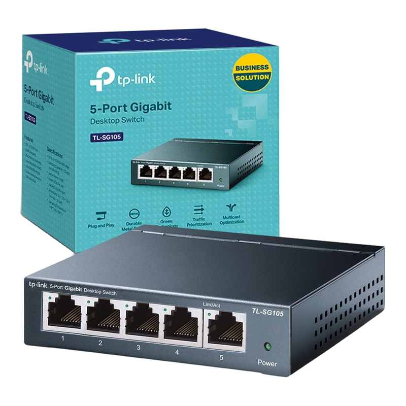 TP-Link TL-SG105 5-Port Gigabit Desktop Ethernet Switch (Steel Case)