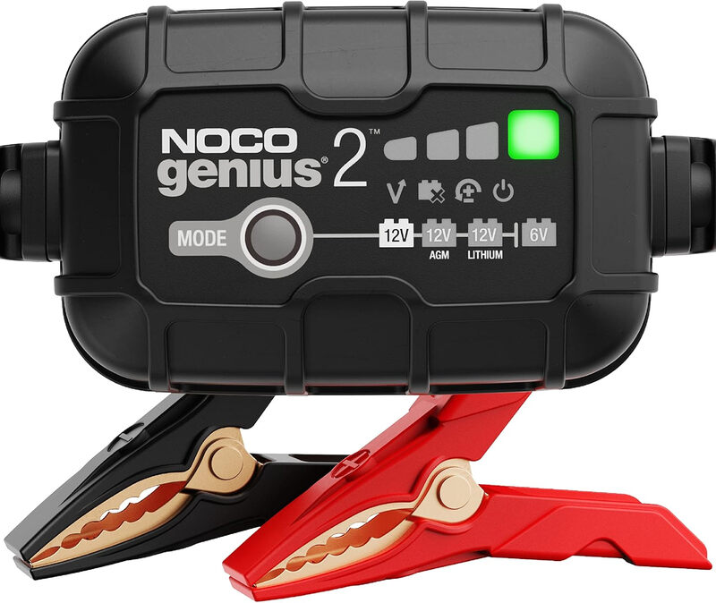 NOCO GENIUS2: 2 A Akkuladegerät für Auto & Motorrad — 6 V/12 V Akkuwartung & Entkalker — Für AGM, Lithium (LiFePO4) & Start-Stopp-Akkus