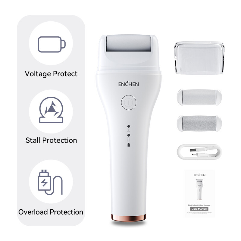 Rock Electric Foot Callus Remover With 3 Roller Heads,1pc
