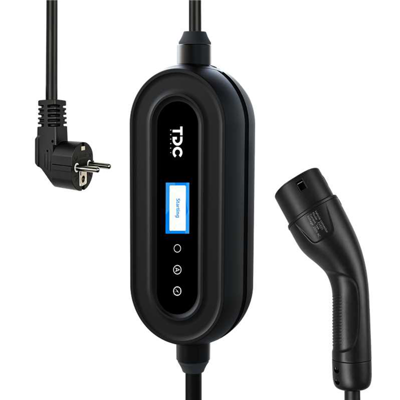 TDC ENERGY SNK03 Tragbares EV-Ladegerät, Typ 2, 3,5 kW, einstellbar 8/10/13/16 A, 230 V einphasig, Typ-F-Stecker, Wi-Fi & Bluetooth, 5-m-Kabel, IP66, CE-konform