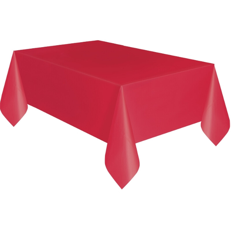 Unique Plastic Table Cover, Red, 1.37 x 2.74m