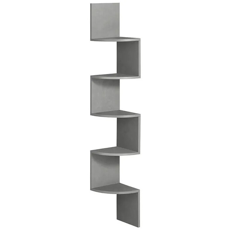 Vasagle 5-stufiges Eckregal, Wandregal, Schweberegal Für Wohnzimmer, Büro, Küche, Schlafzimmer, Pflanzen, CDs, Dekorationen, Modern, Taubengrau