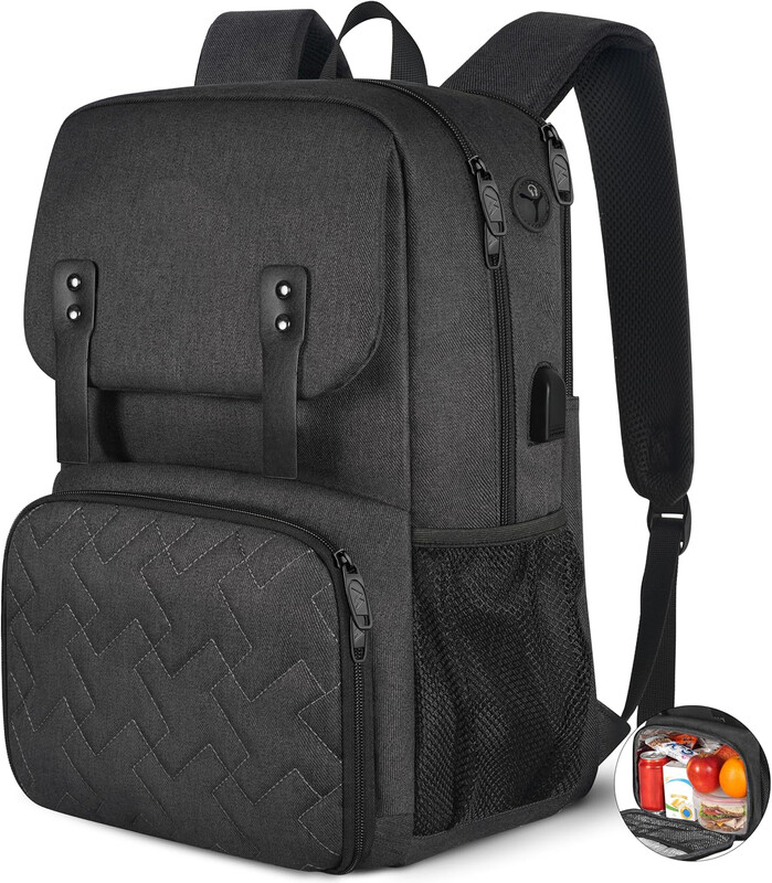 Lunch Backpack with Cooler Compartment, 15.6 Inch Insulated Lunchbox Backpacks with U