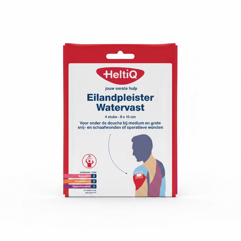 HeltiQ Waterdichte Eilandverband 9 x 10 cm, 4 Stuks