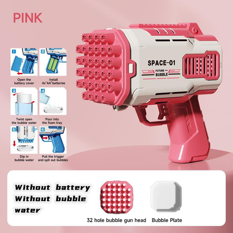 Portable Handheld Automatic Bubble Maker - Pink & White, Electric Bubble Maker, Easy