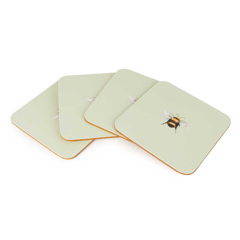 Coasters Bees Pale Green 4pcs