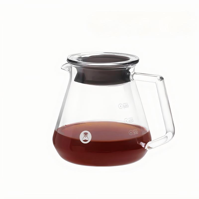 TIMEMORE Glas-Kaffeekaraffe mit Griff, 600 ml hitzebeständige Borosilikat-Karaffe für Pour Over, Filterkaffeemaschinen-Servierer mit rutschfester Abdeckung