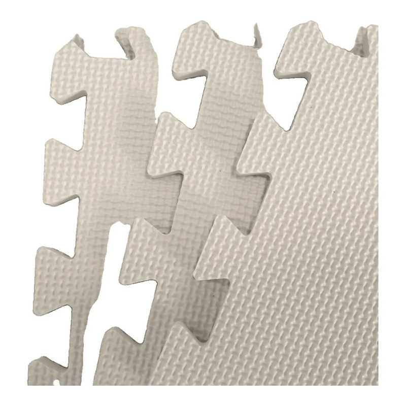 Benarita Baby Play Mat - 6-Piece Solid-Color Off-White Tile Floor Mat for Infant and Toddler Play Areas