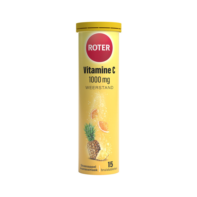 Roter Vitamine C Effervescente 1000 mg – soutient les défenses naturelles – comprimés effervescents orange-ananas, 15 unités