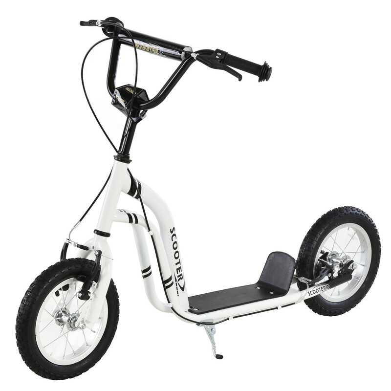 371-017WT HOMCOM Kids Scooter, Teen Push Scooter with Big Wheels, 85-95cm Adjustable