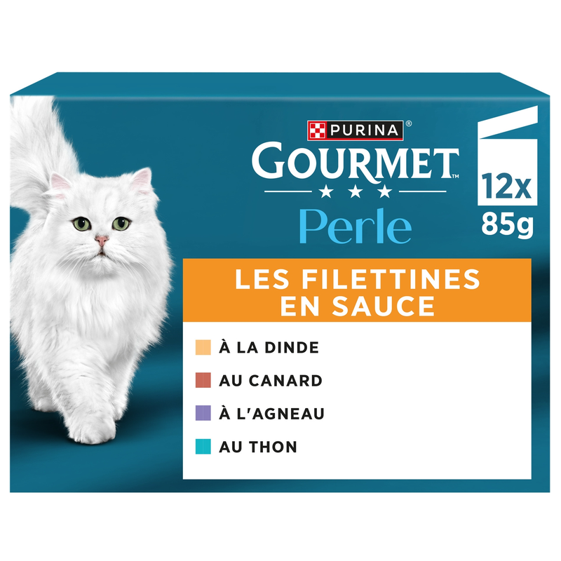 Pâtée Pour Chat Adulte Mini Filets En Sauce Dinde Canard Agneau Thon Gourmet Les 12 Sachets De