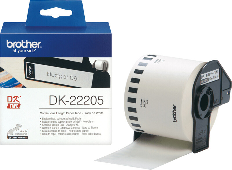 Brother DK-22205 etikettenrol - zwart op wit