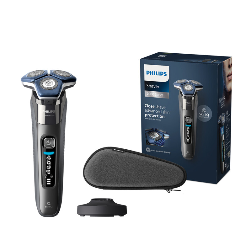 Philips Shaver Series 7000, Wet & Dry Mens Electric Shaver with SkinIQ Technology, Charging Stand & Travel Case, Hard Pouch, S7887/35