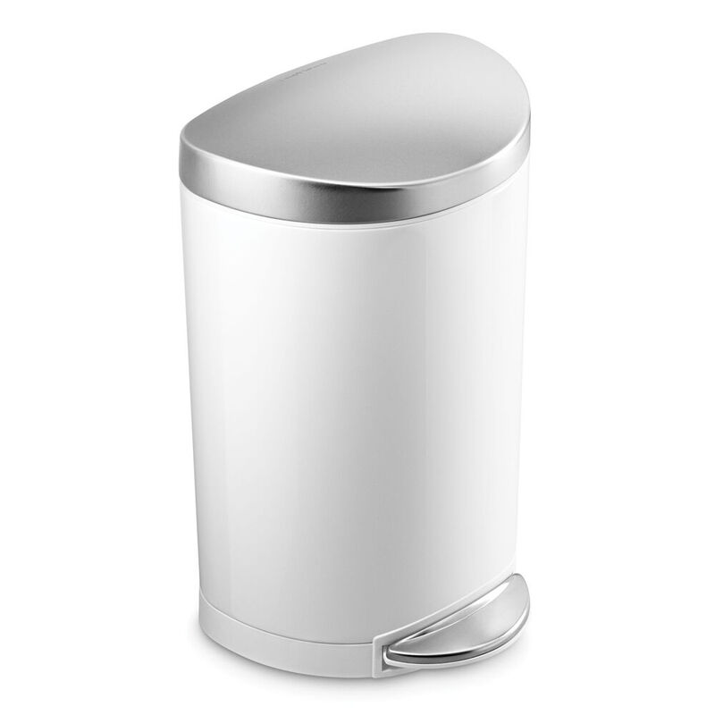 Simplehuman White 10L Semi-Round Pedal Bin, Steel