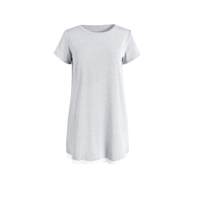 round-neck light grey short sleeved knitted dress M