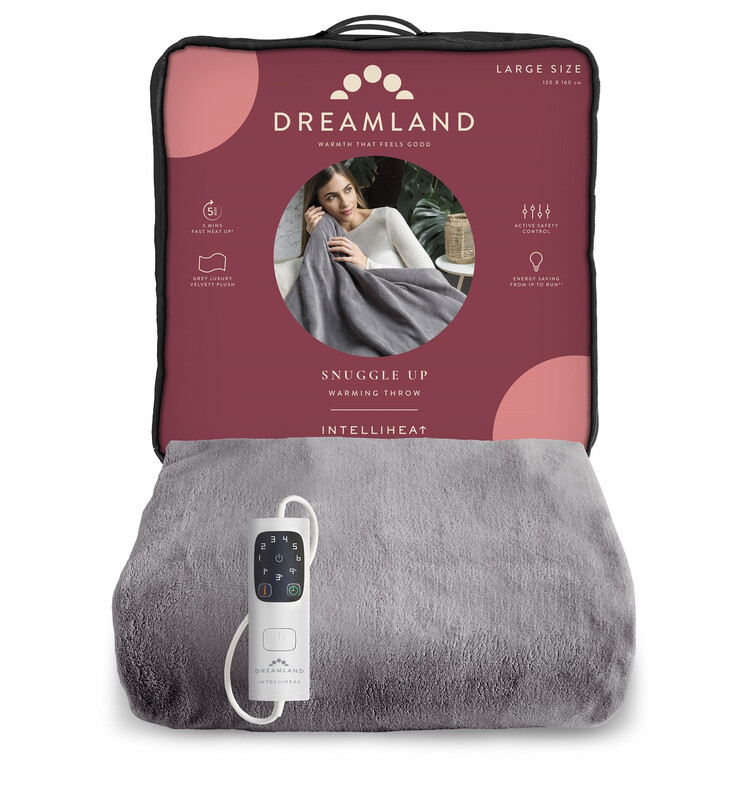 Snuggle Up Warming Throw – Fast Heat-Up, Plush Fleece, Auto Shut-Off – Grey, 120 x 16