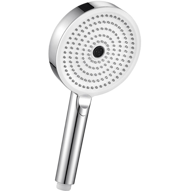 DERW Max Handbrause mit 3 Strahlarten, 127 mm Duschkopf, Leicht zu Reinigen - Chrom + Weiß