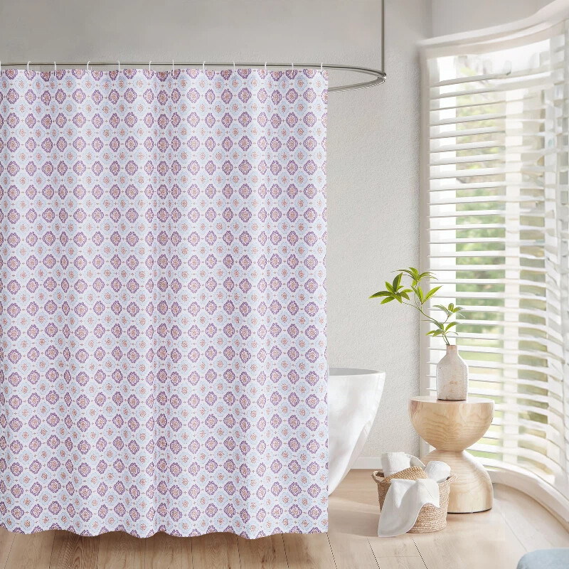 MEROPE polyester douchegordijn met print folk dance 180x180cm 1-pack