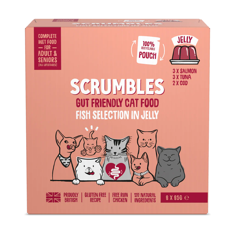 Scrumbles Wet Cat Food Jelly Fish Selection Pouches 8x85g