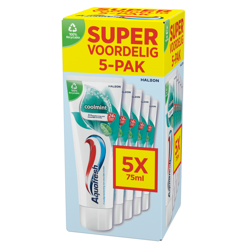 Aquafresh Coolmint tandpasta, 5x75ml