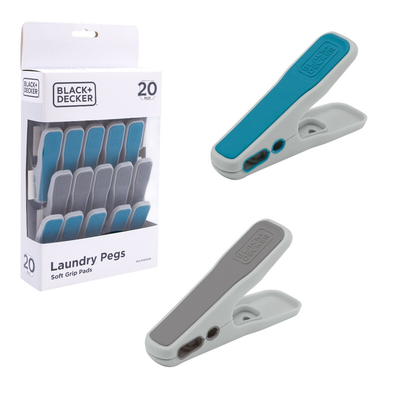 BLACK + DECKER 20 Pack of Pegs - Aqua & Moon Grey