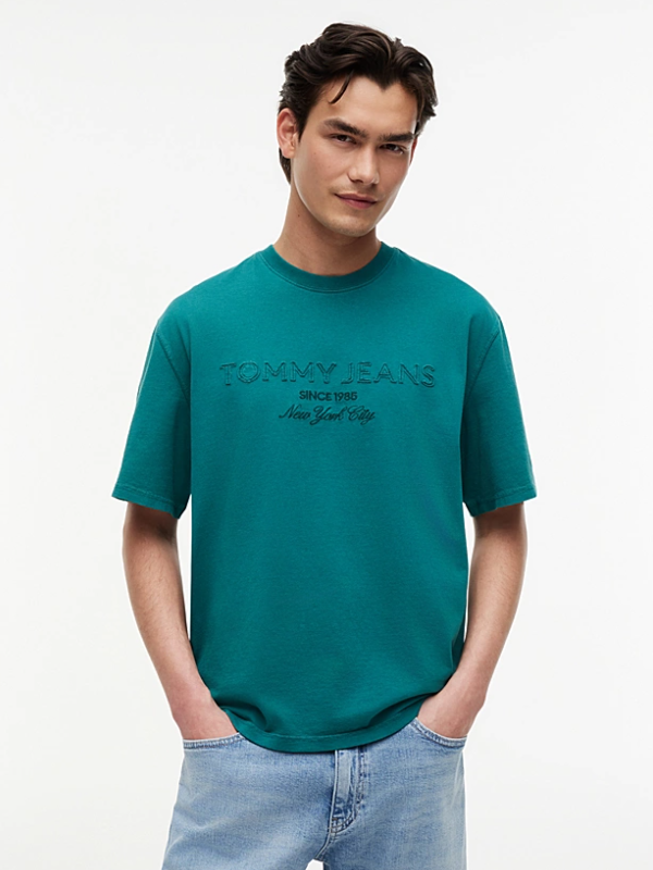 Tommy Hilfiger Jeans Classic Tonal Logo Oversized T-Shirt - Polar Teal