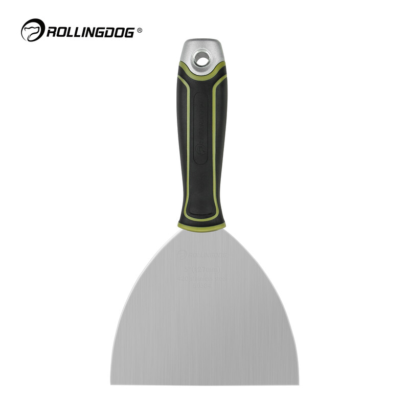 ROLLINGDOG 5" Flexibel voegenmes, holgeslepen 420 staal, rubberen handgreep, hamerkop, voor drywall voegen, voegmassa, gips, renovering.