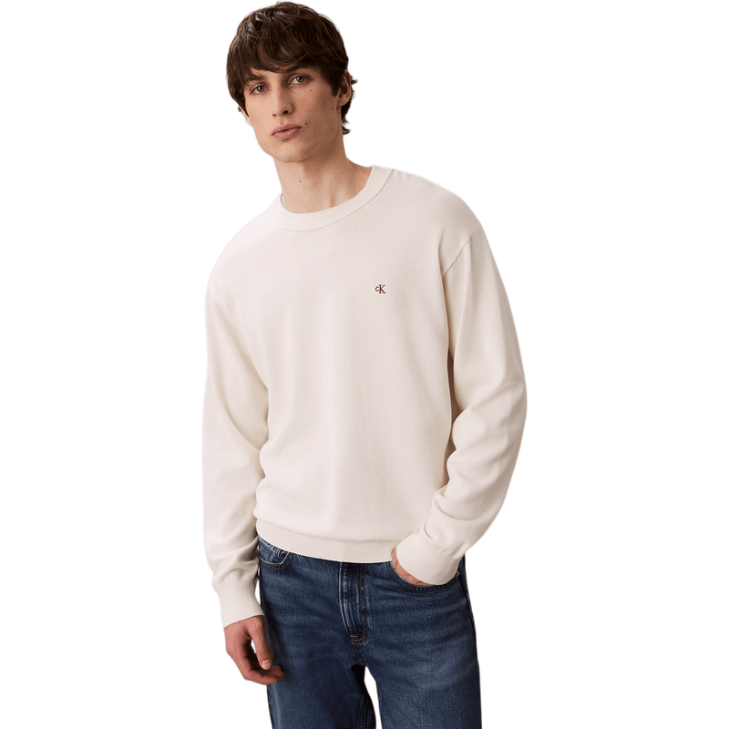 Calvin Klein Men's Jeans Relaxed Cotton Monogram Jumper - Tofu