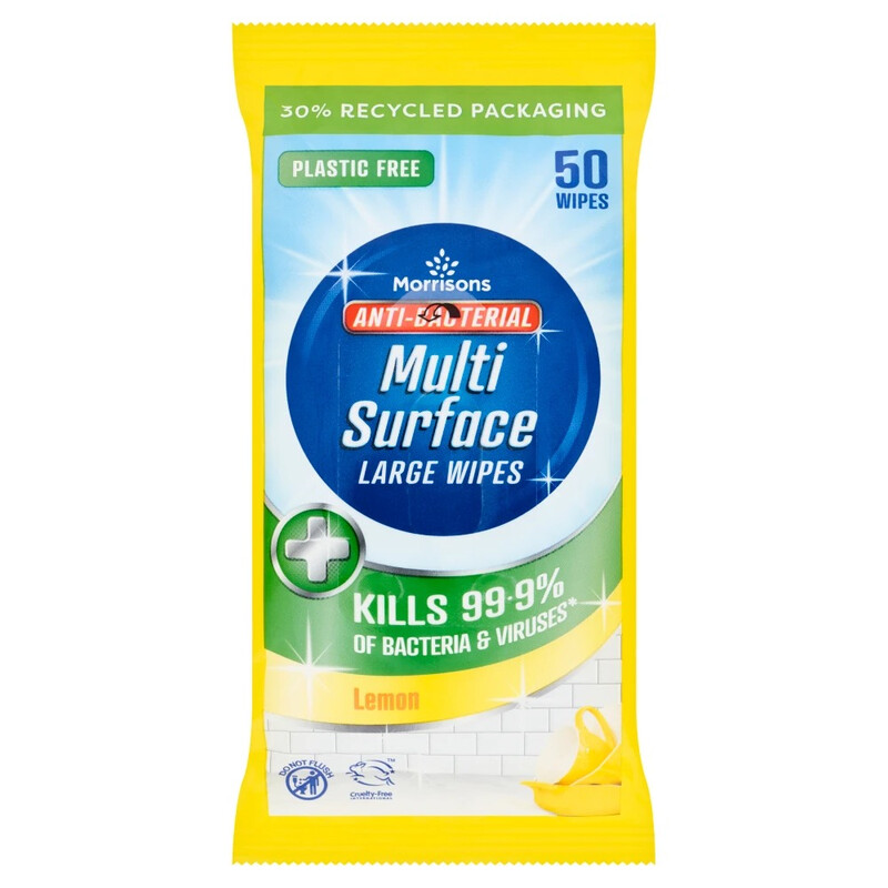 Lemon AntiBacterial Multi Surface 50 Large Wipes