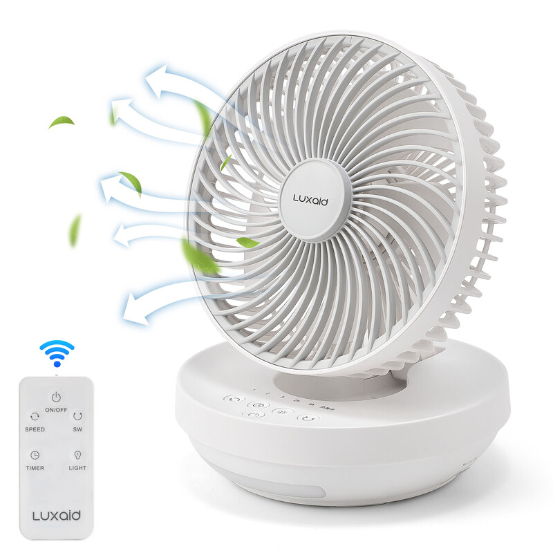Foldable Desk Fan with Remote,4000mAh Battery,Type-C Charging, 3 Speeds, 4H Timer, Ni