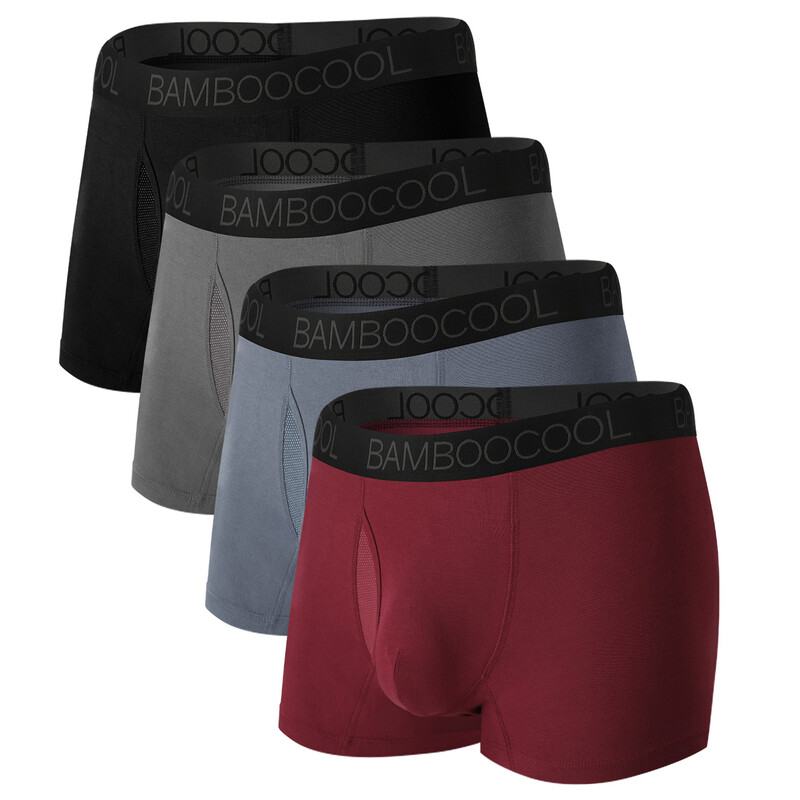 Mens Trunks Underwear Performance Breathable Mesh Fly Zone Moisture-Wicking M (4 Pack