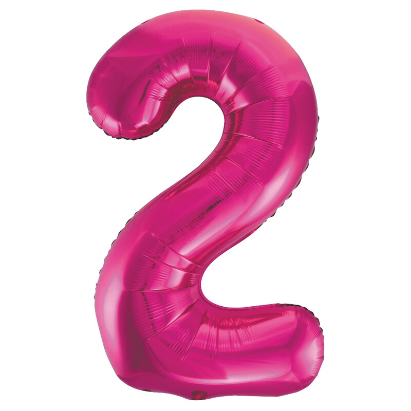 Unique Giant Number 2 Balloon, Pink, 86cm
