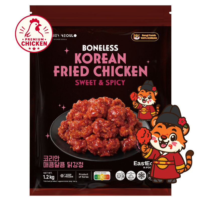 Rengi Koreaanse gefrituurde kip zoet pittig familieverpakking 1,2 kg