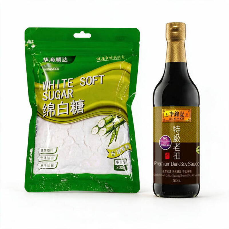 【LEE KUM KEE + Huaseed】 Premium dunkle Sojasauce + feiner weißer Zucker Kombipack