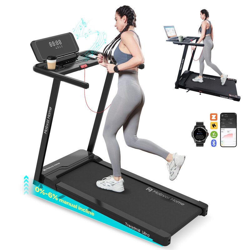 Mobvoi Home Treadmill Ultra Intelligent AI 3-in-1 Walking Pad with 6% Gradient 2.5 HP Treadmill for Walking and Running Holder for Cup Phone Laptop Large Running Surface TicSports Zwift Kinomap 12 km/h 120 kg