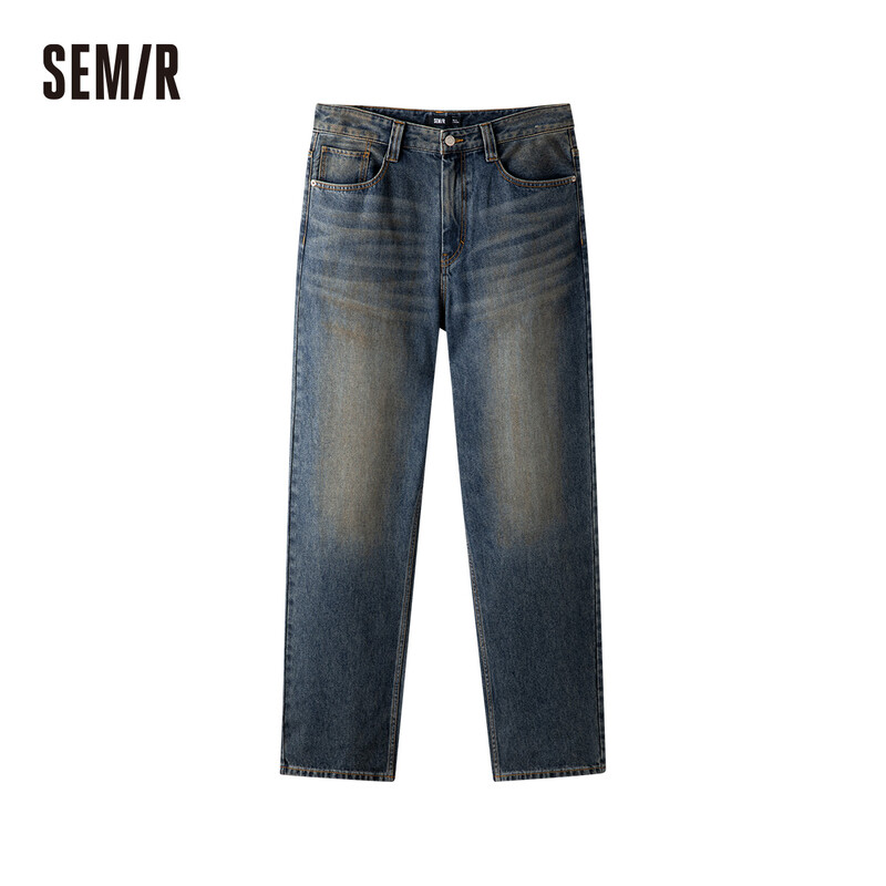 SEMIR Herren Jeans: Lockere Straight-Leg Denim Hose in Indigo Mud Dye Farbe, Gr. 29 für einen lässigen Look