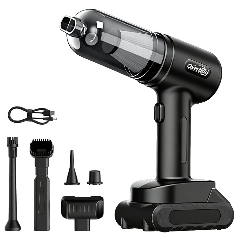 Oxerbog Draadloze Handstofzuiger, Sterke Zuigkracht 43000Pa, 4-in-1 Autostoftzuiger met 1 Oplaadbare Accu, Borstelloze Motor, Looptijd 12-13 Minuten