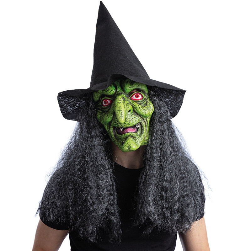 Green Wicked Witch Latex Mask (One Size)